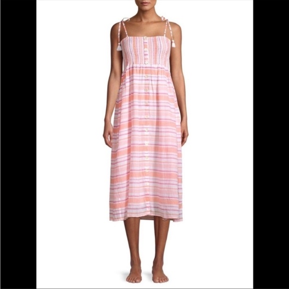 Roller Rabbit East Hampton Kirsten Midi Dress Striped Coral Pink - Picture 1 of 11